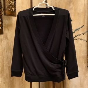 New York & Company Black Wrap Front Sweatshirt.  Size XL.